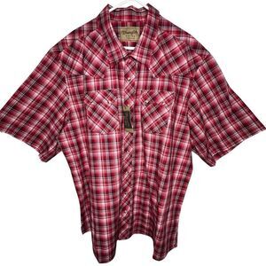 WRANGLER Retro Modern Fit Red Plaid Short Sleeve Shirt Men's Plus Sz 3XTall